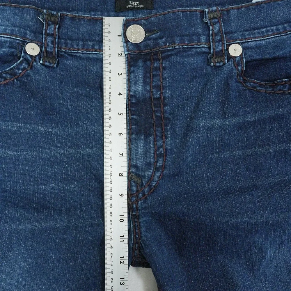True Religion Ricky Relaxed Straight Super T Blue‎ Jeans Mens 46x24 Medium Wash